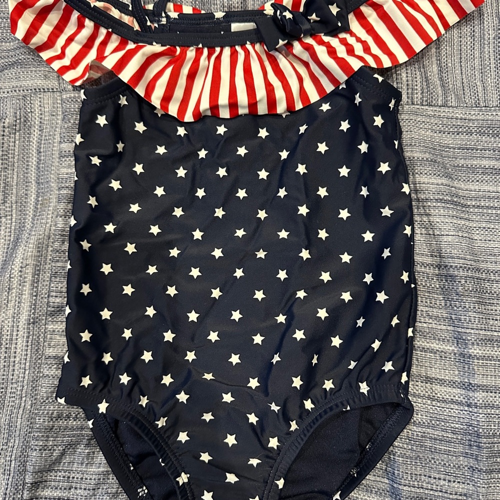 Stunning Gymboree Nautical Star Kids One Piece Swimsuit 18-24 months never